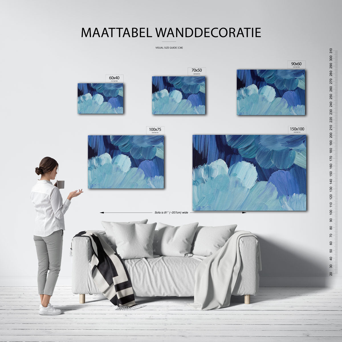 Dynamische blauwtinten Kunstwerk
