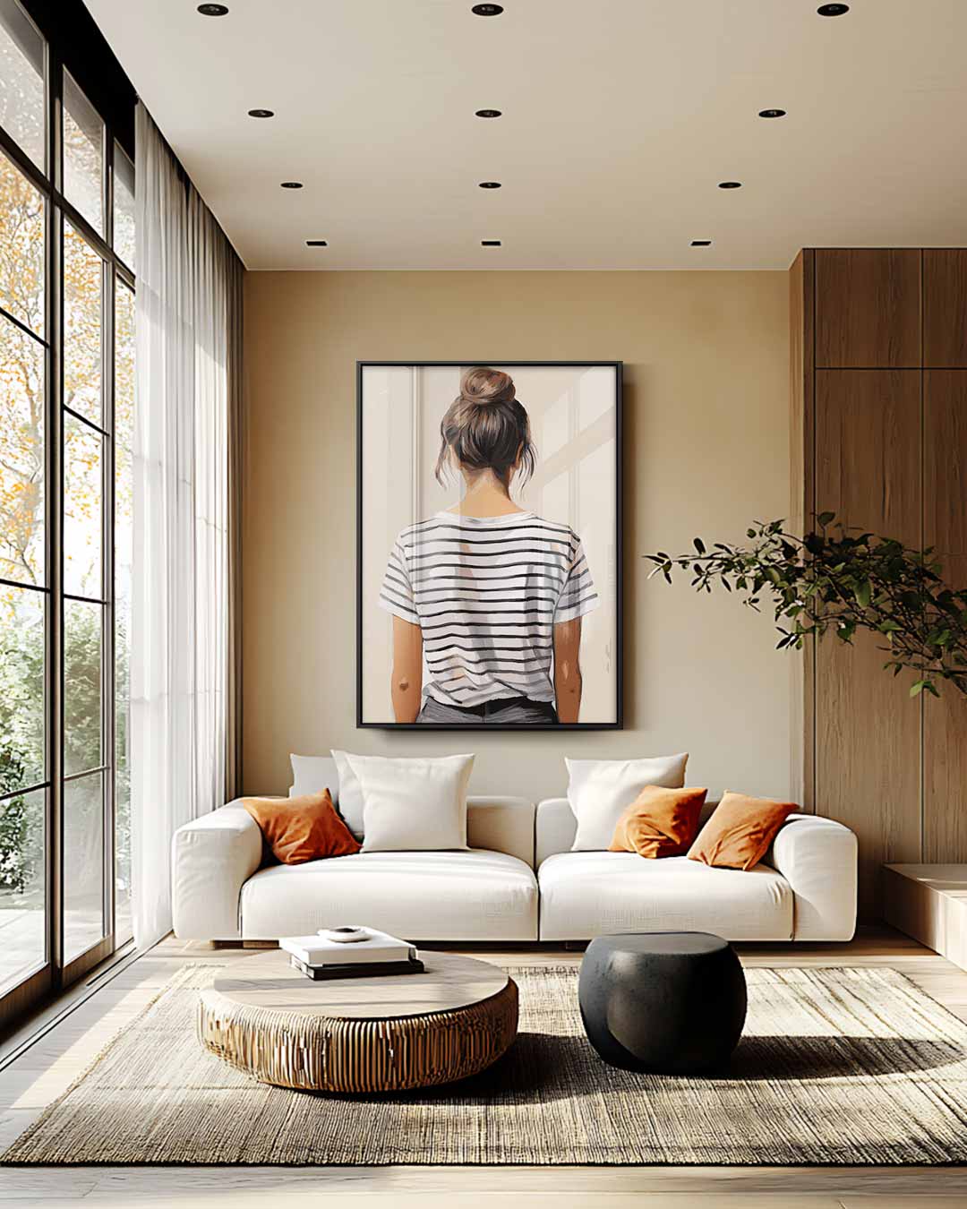 Stijlvolle Terugblik Portret Kunstwerk-canvas-dibond-plexiglas-wanddecoratie-WallArtistic