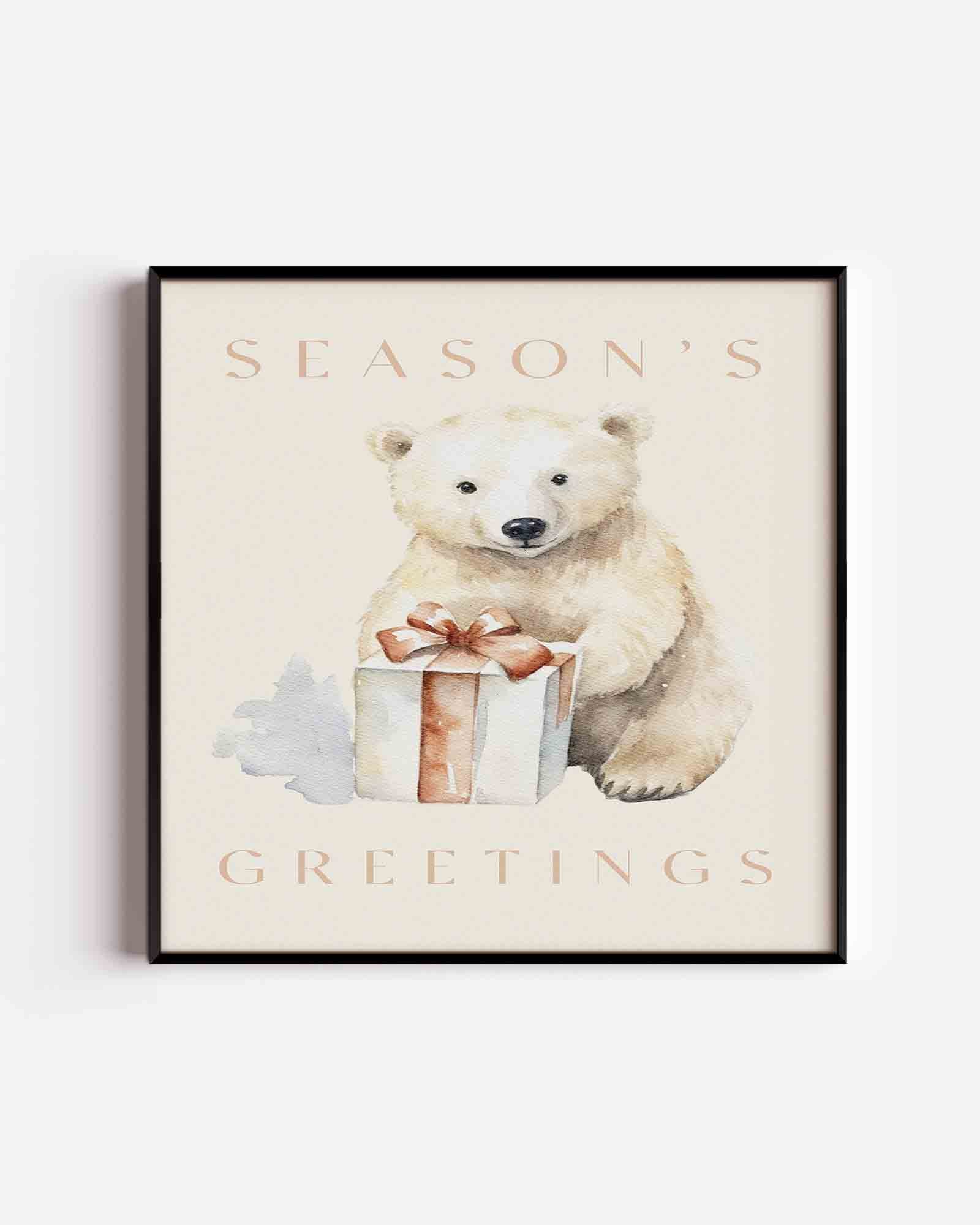 Ijsbeer met cadeau Poster