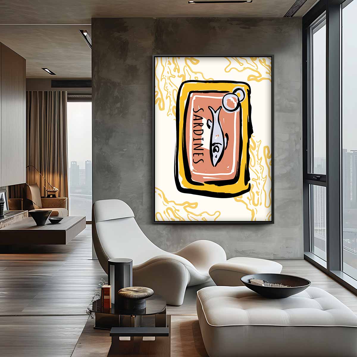 Sardines in Blik Pop Art Kunstwerk-canvas-dibond-plexiglas-wanddecoratie-WallArtistic
