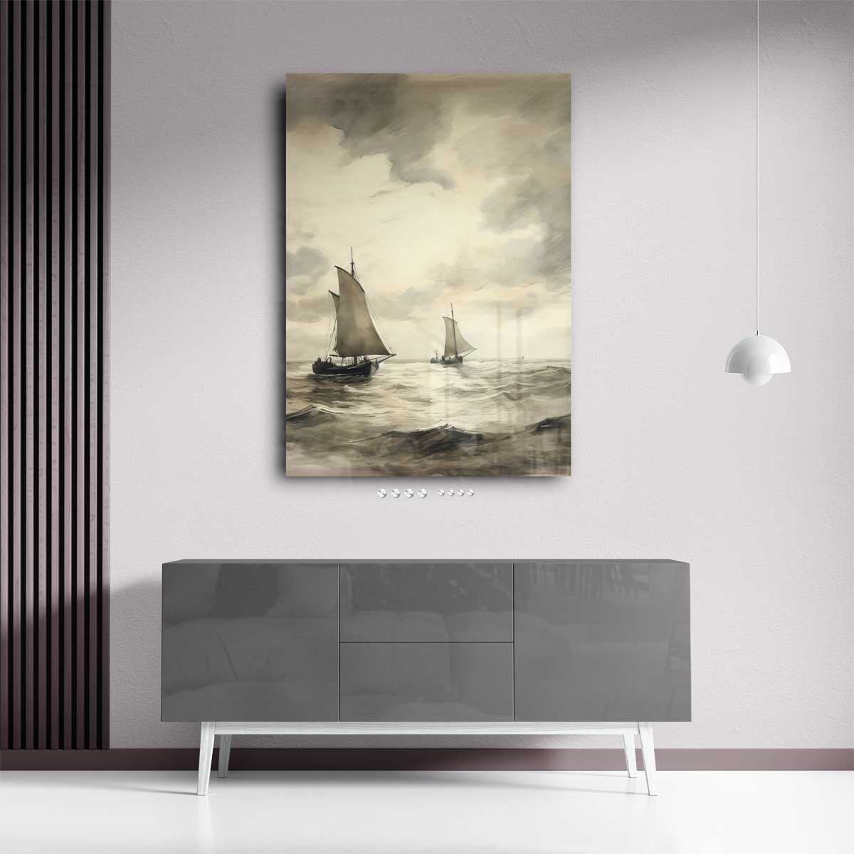 Zeilen op de Open Zee Kunstwerk-canvas-dibond-plexiglas-wanddecoratie-WallArtistic