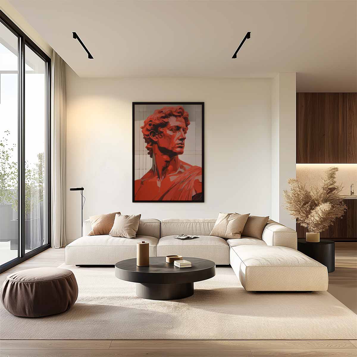 Rood Portret van David Kunstwerk-canvas-dibond-plexiglas-wanddecoratie-WallArtistic