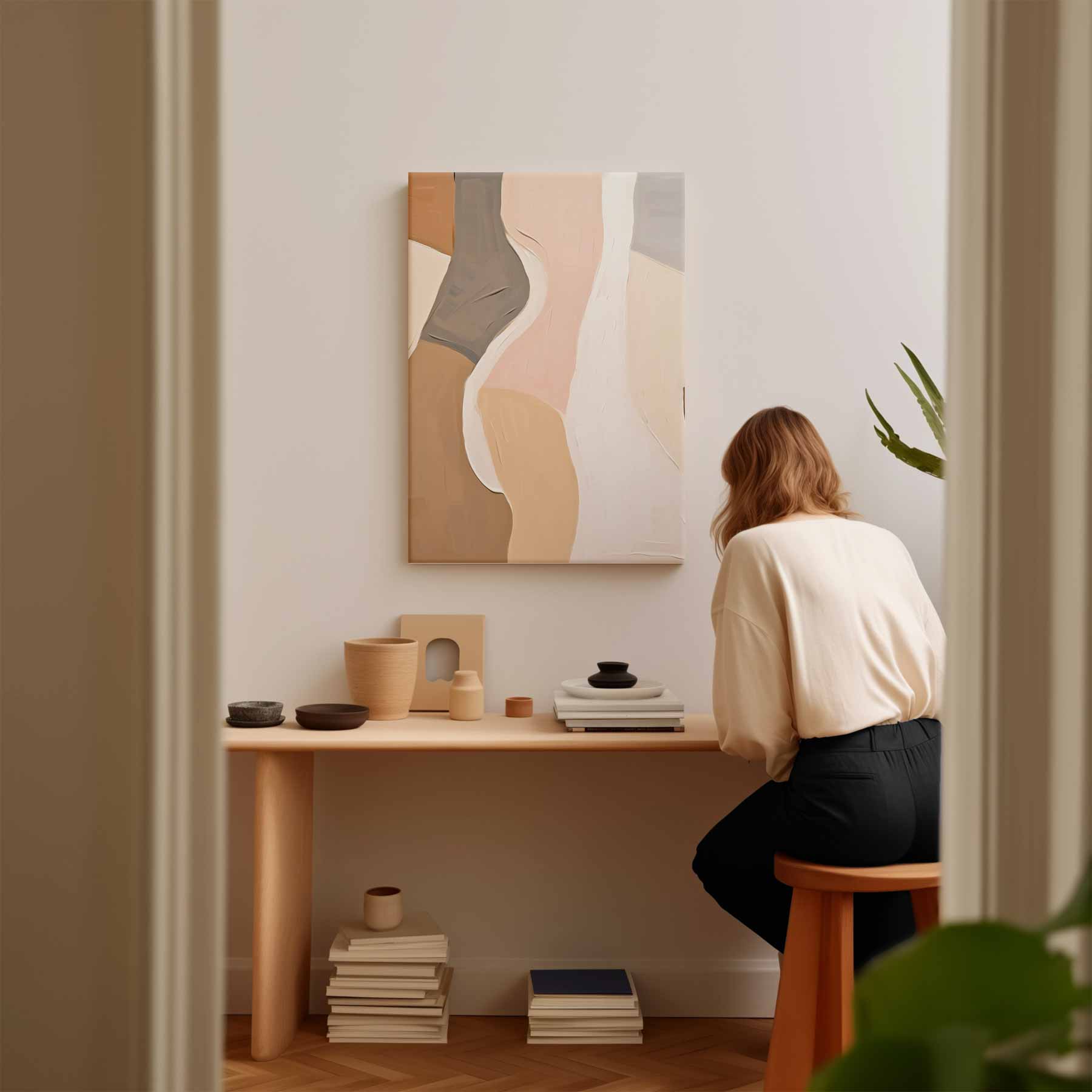 Abstracte Vormen in Zachte Tinten Kunstwerk-canvas-dibond-plexiglas-wanddecoratie-WallArtistic