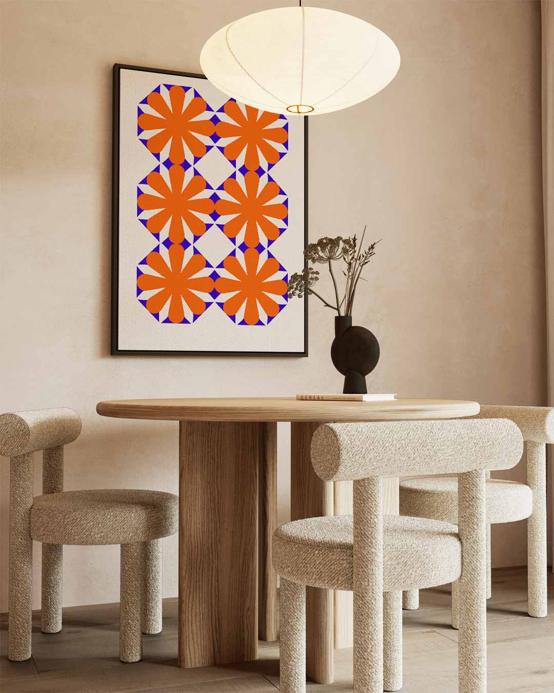 Vrolijke Bloemen Herhaalpatroon Kunstwerk-canvas-dibond-plexiglas-wanddecoratie-WallArtistic