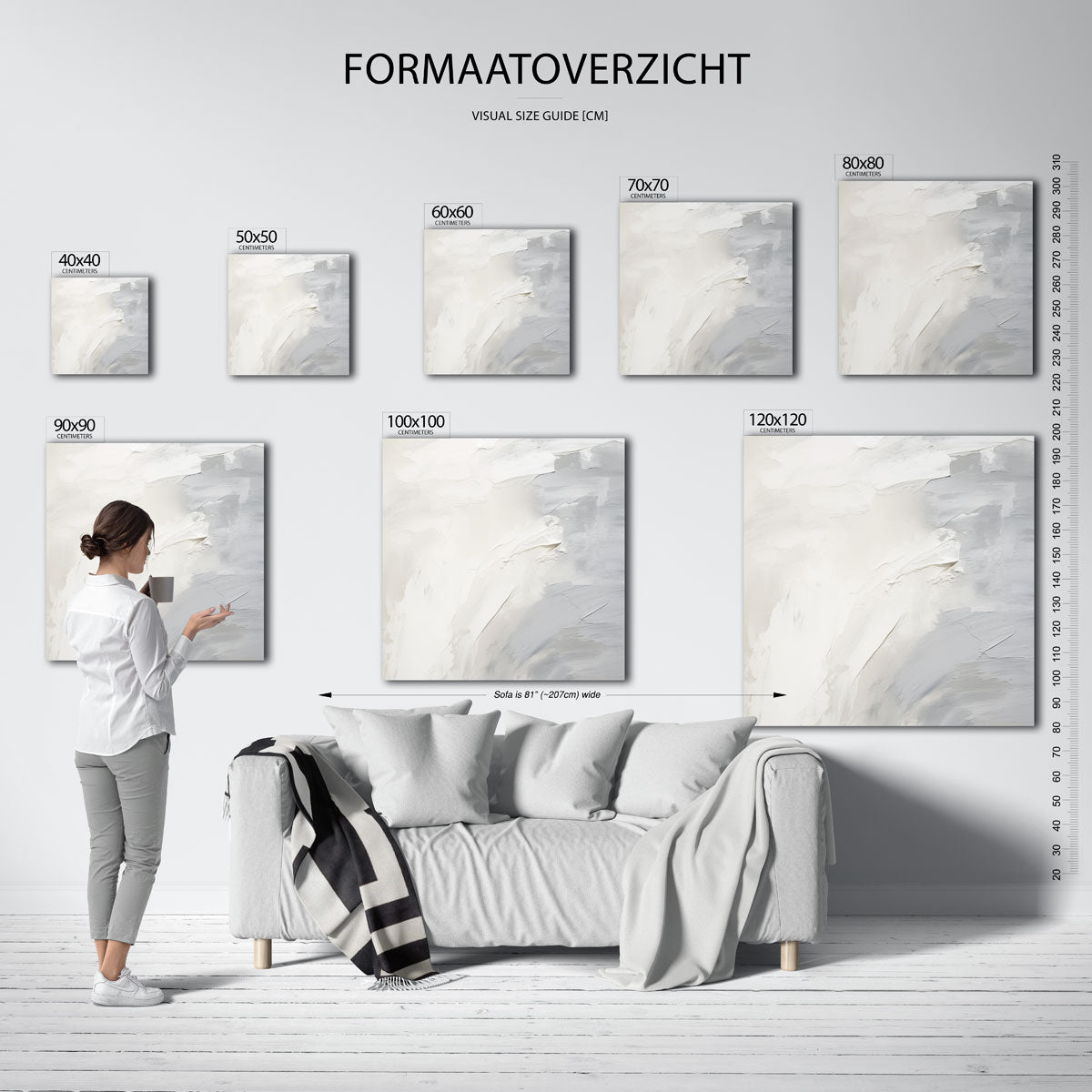 Abstracte grijs en wit Poster