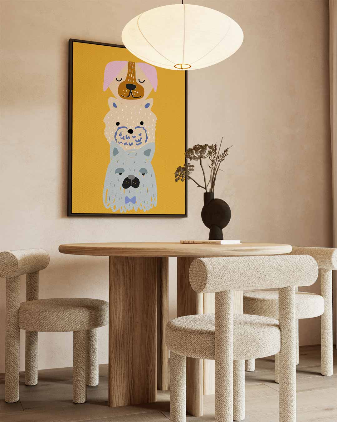 Speelse Hondenillustratie Kunstwerk-canvas-dibond-plexiglas-wanddecoratie-WallArtistic