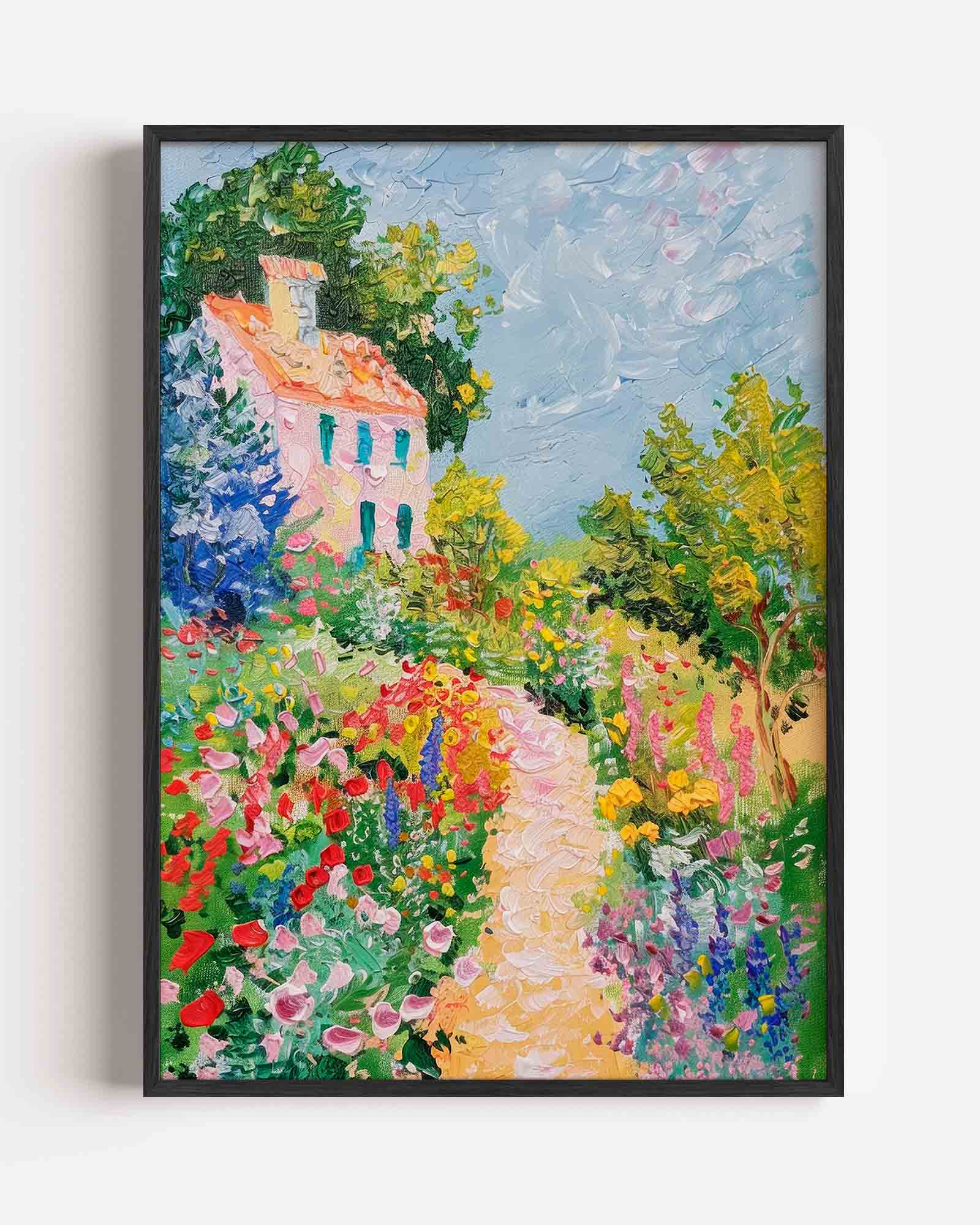 Bloemen en huis Poster