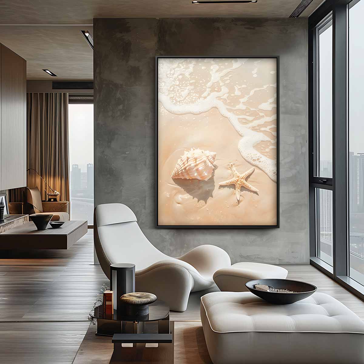 Zeegeheimen in Zacht Bruin Kunstwerk-canvas-dibond-plexiglas-wanddecoratie-WallArtistic