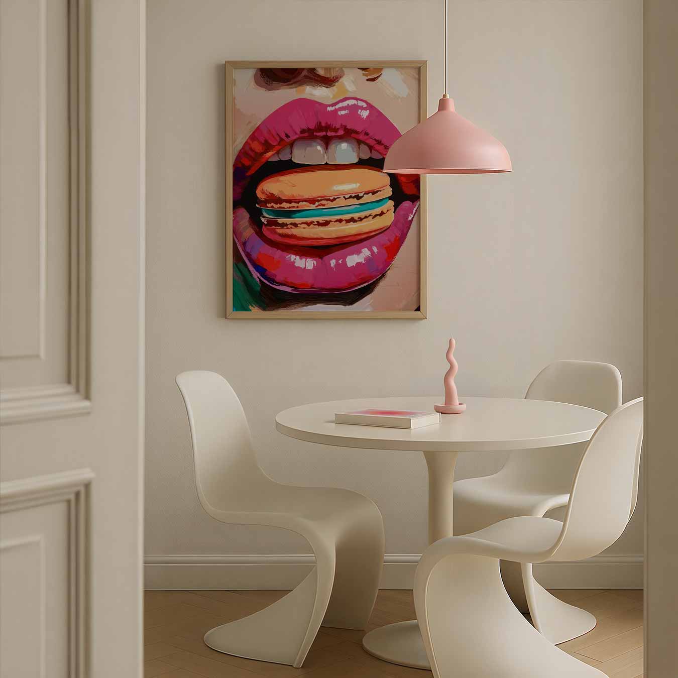Kleurrijke Lippen & Macaron Poster