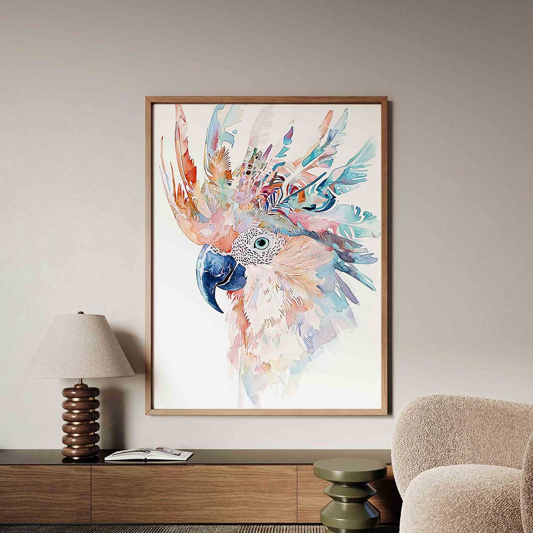 Papegaai met kleurrijke veren Poster