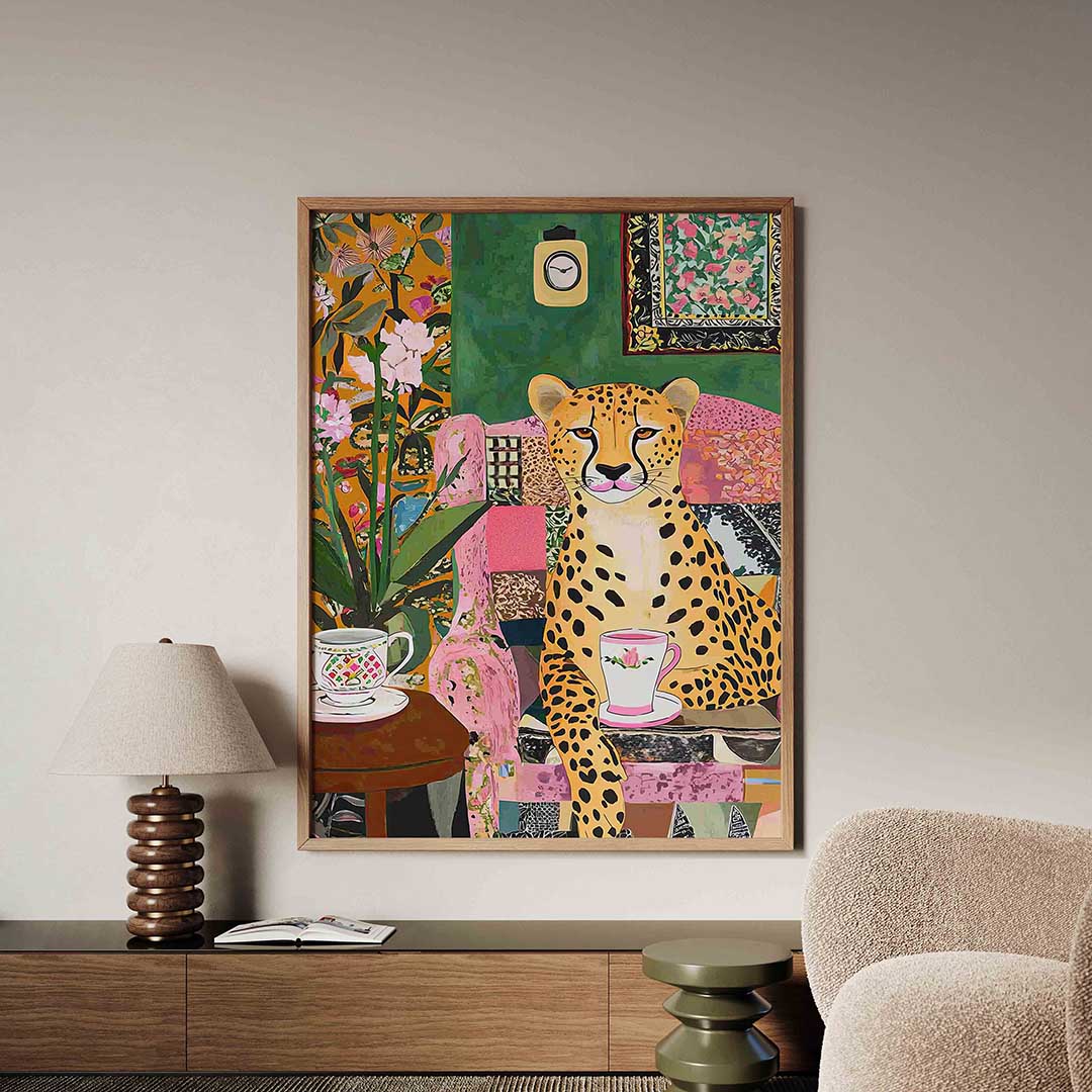 Luipaard met kopje Poster