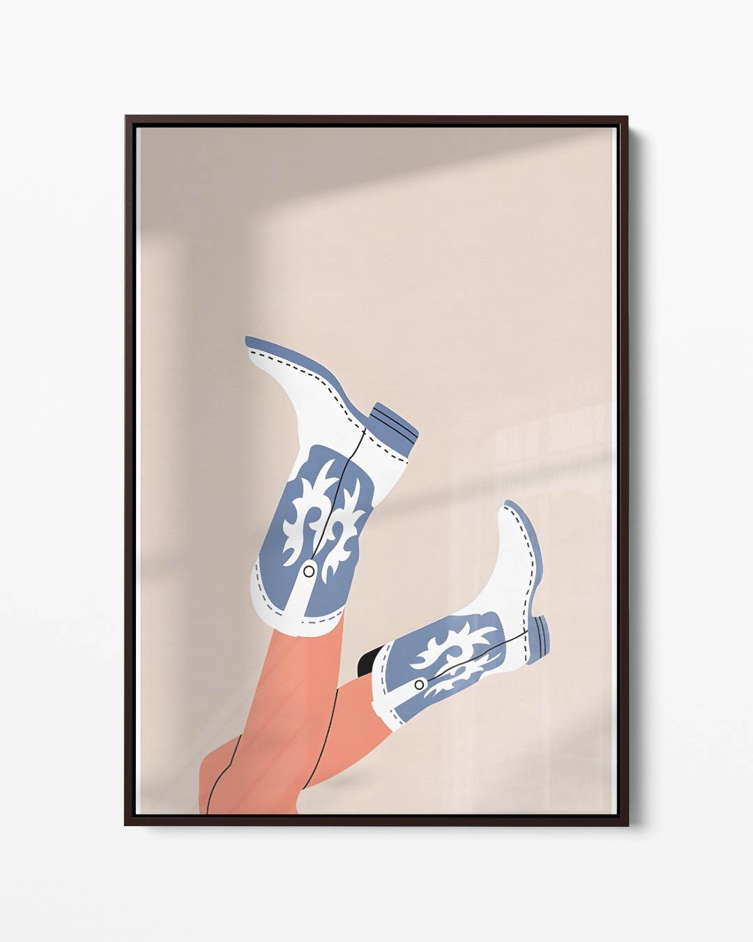 Speelse Cowboylaarzen Illustratie Kunstwerk-canvas-dibond-plexiglas-wanddecoratie-WallArtistic