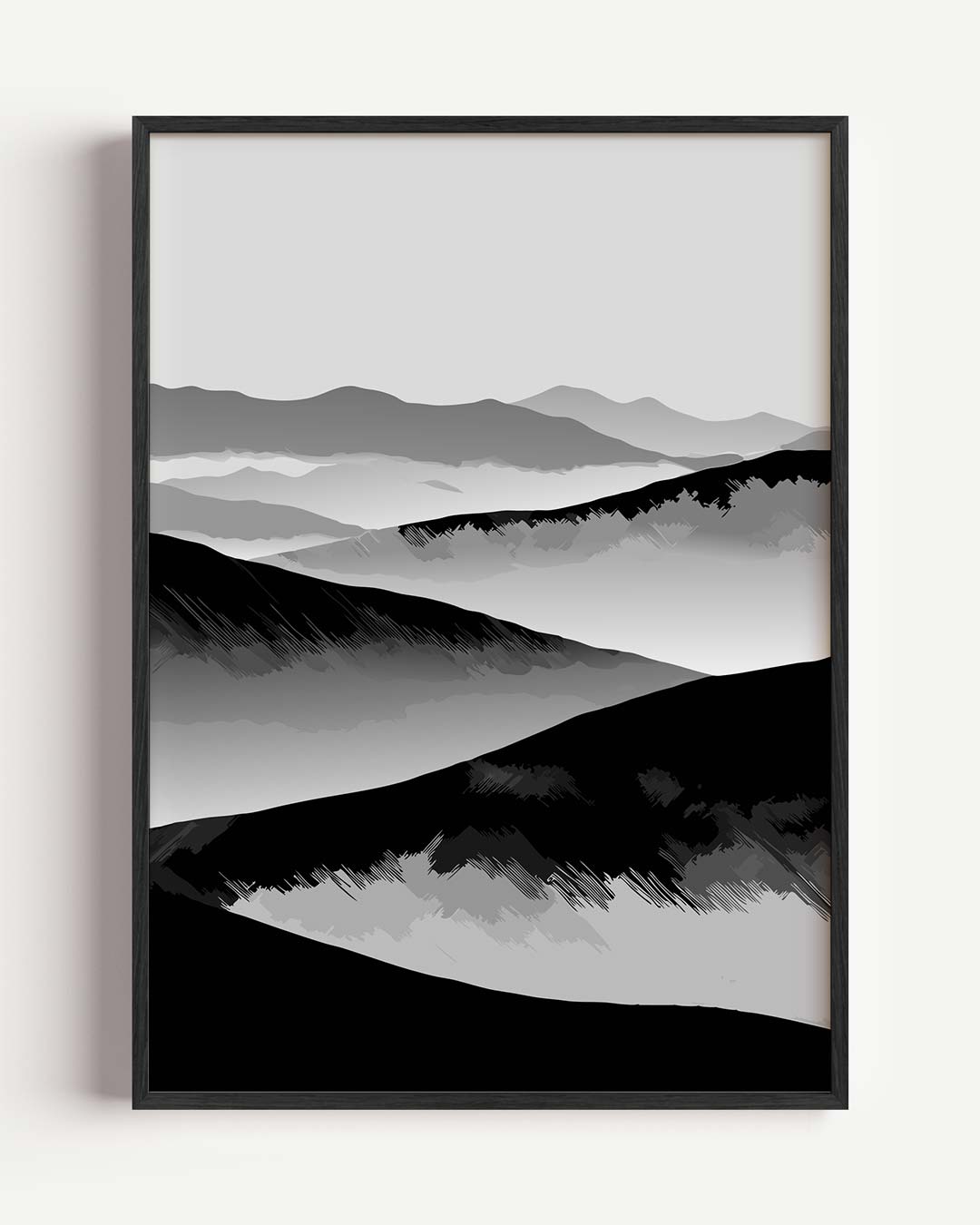 Stijlvolle Zwart-Wit Berglandschap Poster
