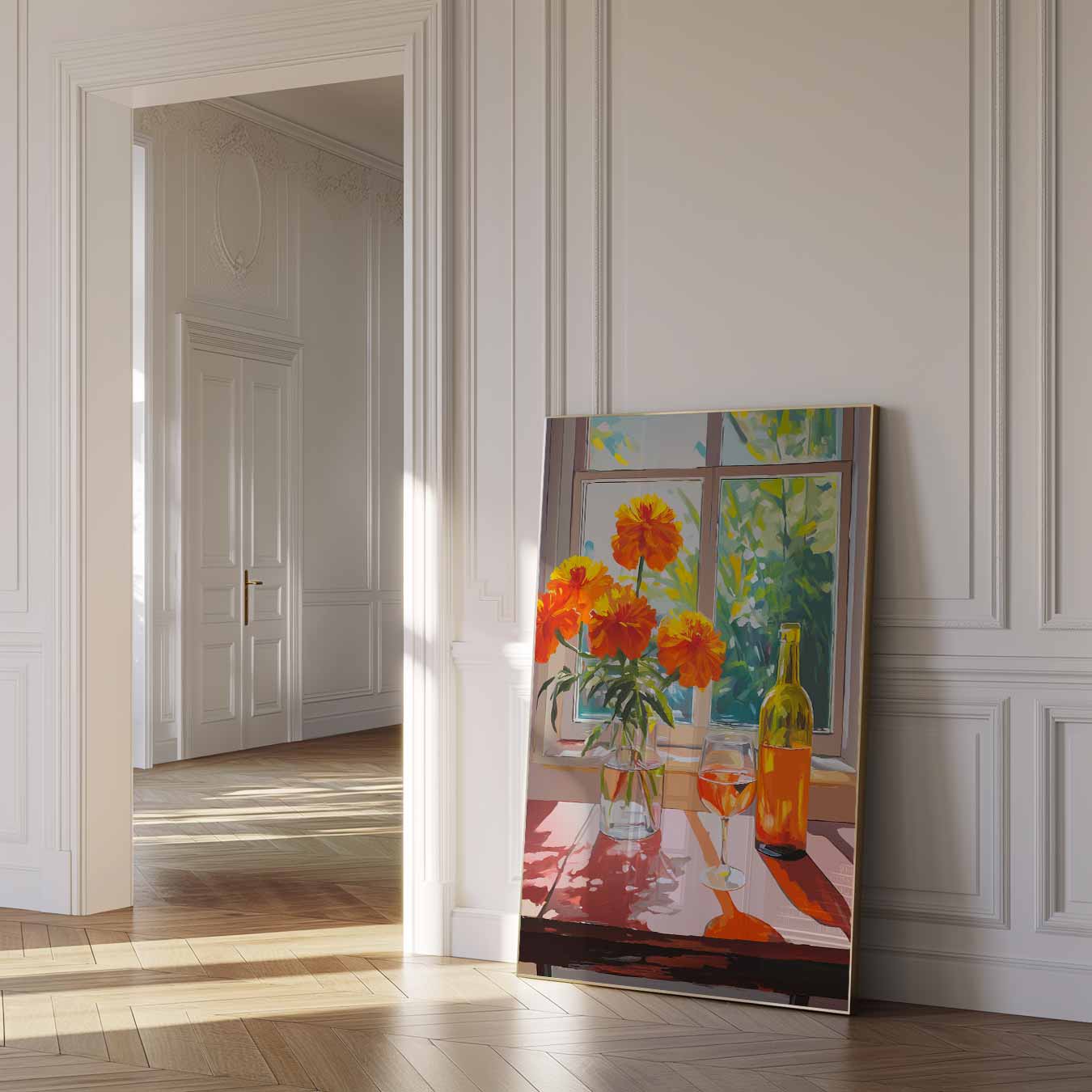 Zomerse Bloemen en Wijn Poster