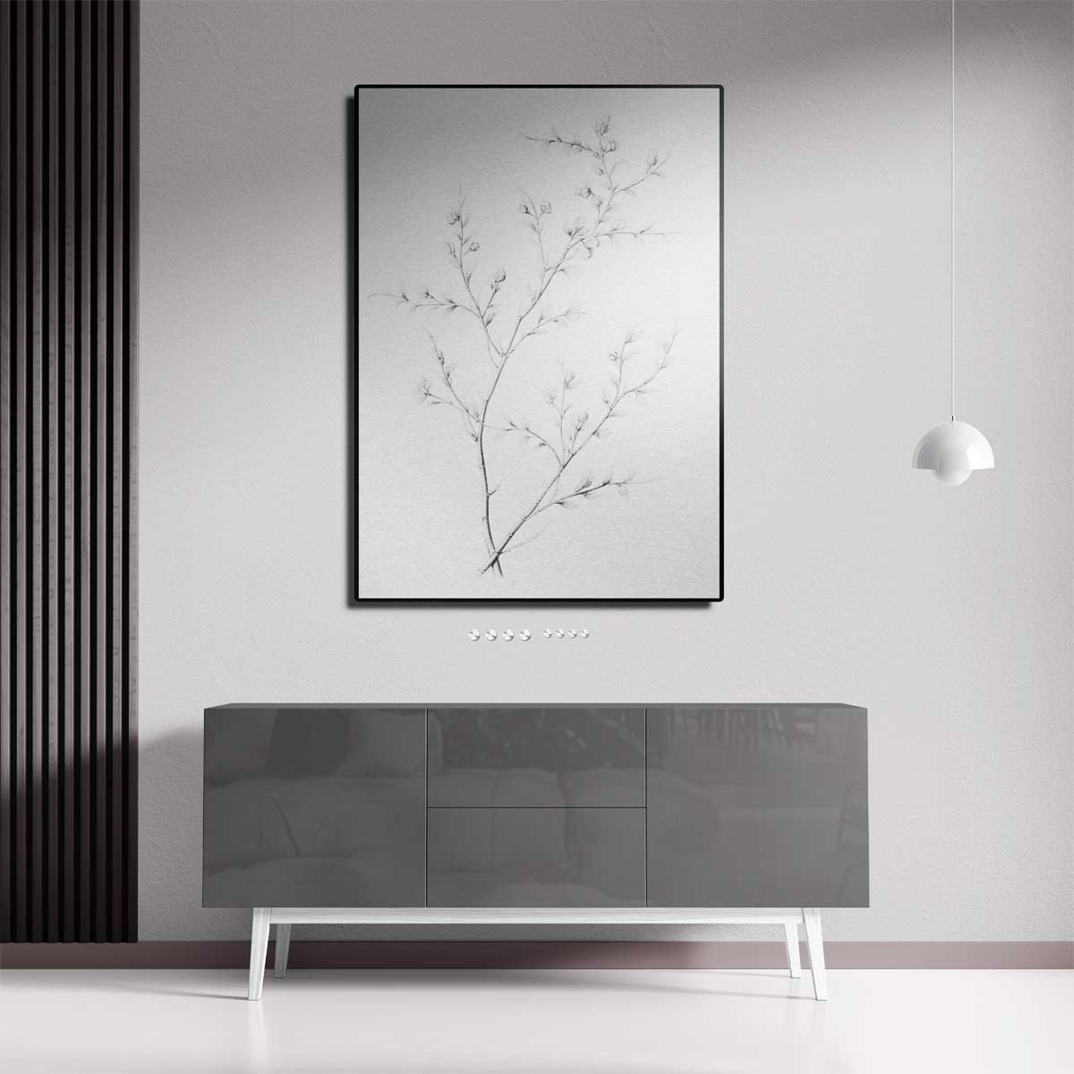 Elegante Potloodschets van Takken Kunstwerk-canvas-dibond-plexiglas-wanddecoratie-WallArtistic