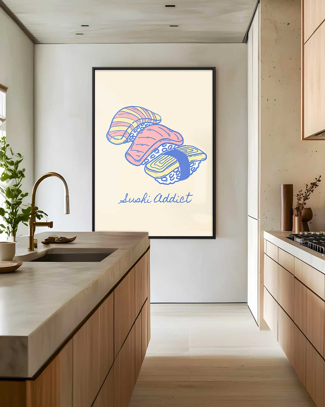 Sushi Addict Illustratie Kunstwerk-canvas-dibond-plexiglas-wanddecoratie-WallArtistic