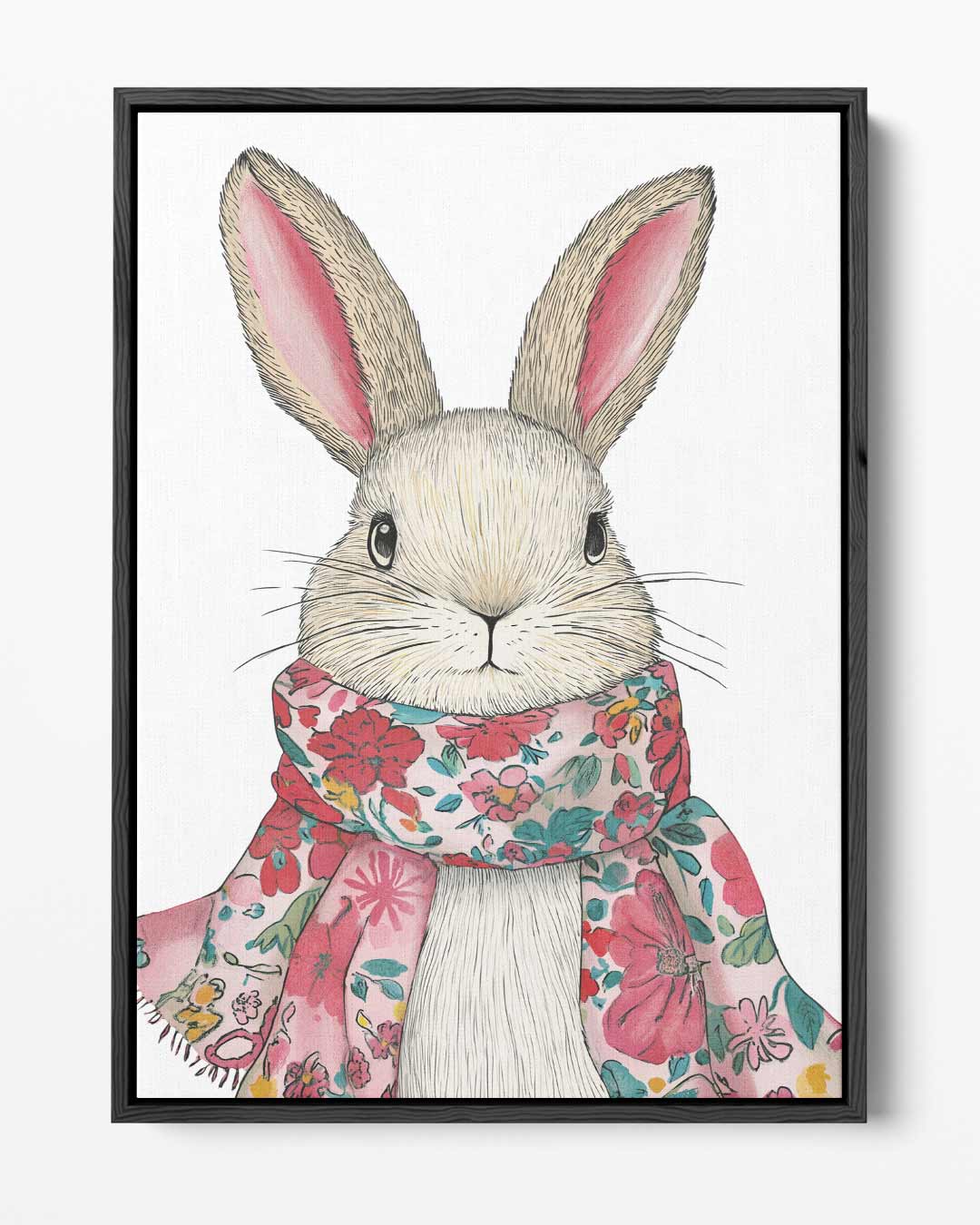 Schattig Konijn met Bloemensjaal Kunstwerk-canvas-dibond-plexiglas-wanddecoratie-WallArtistic