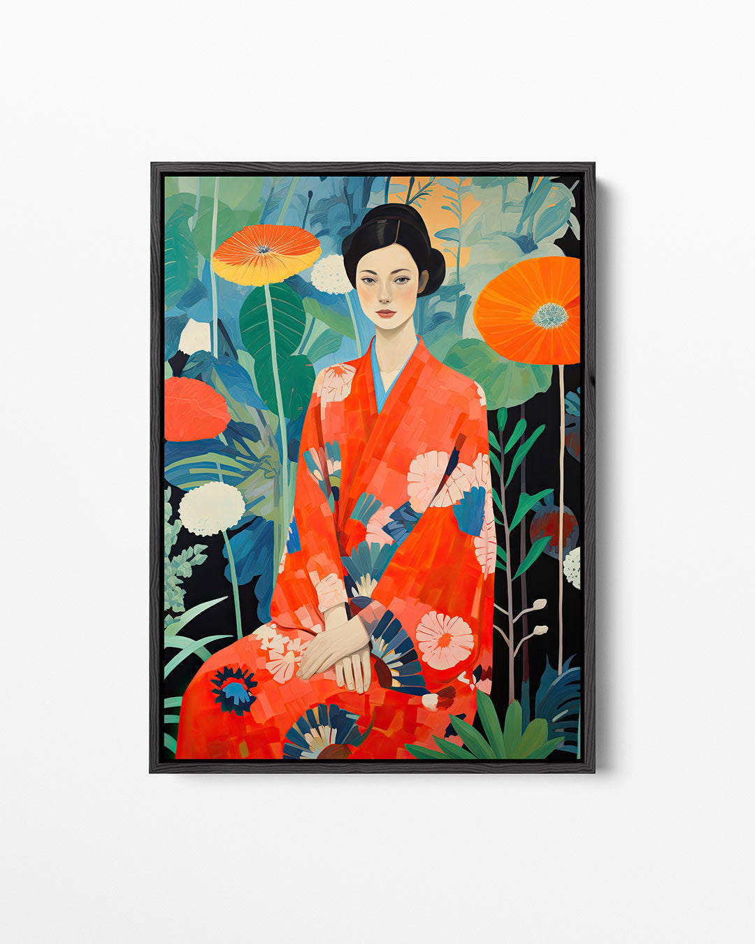 Vrouw in bloemen Kunstwerk