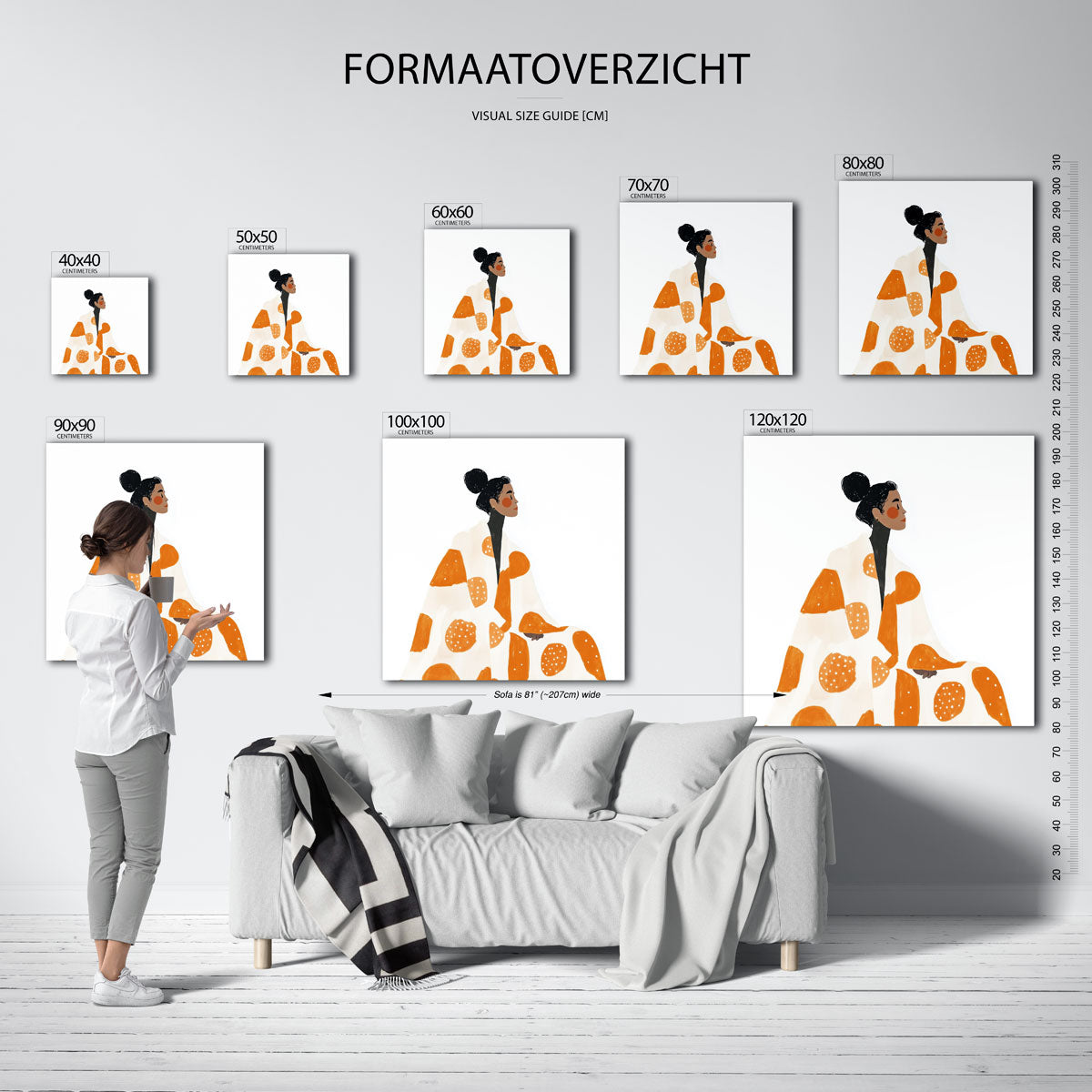 Vrouw met oranje patroon Poster