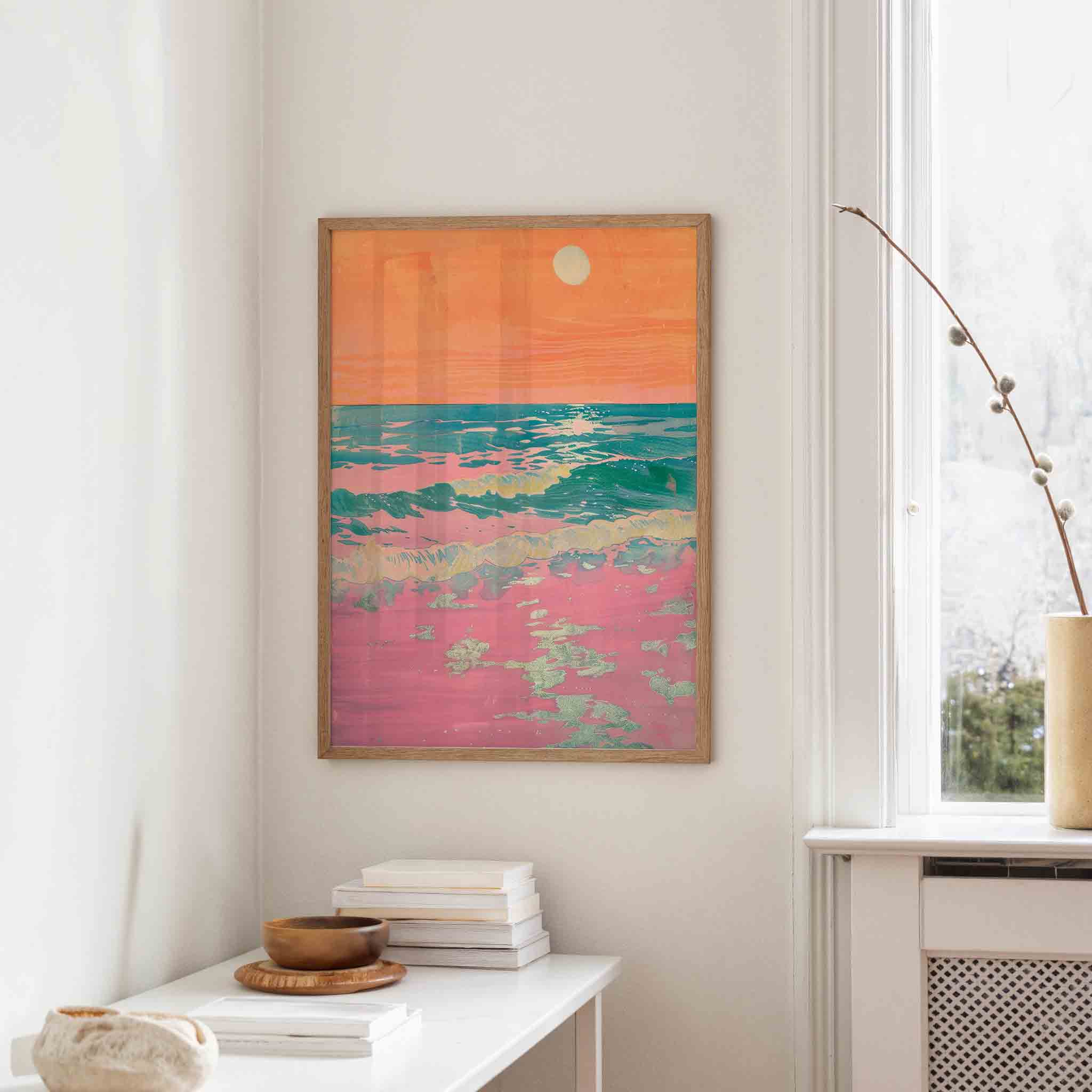 Zonsondergang boven oceaan Poster
