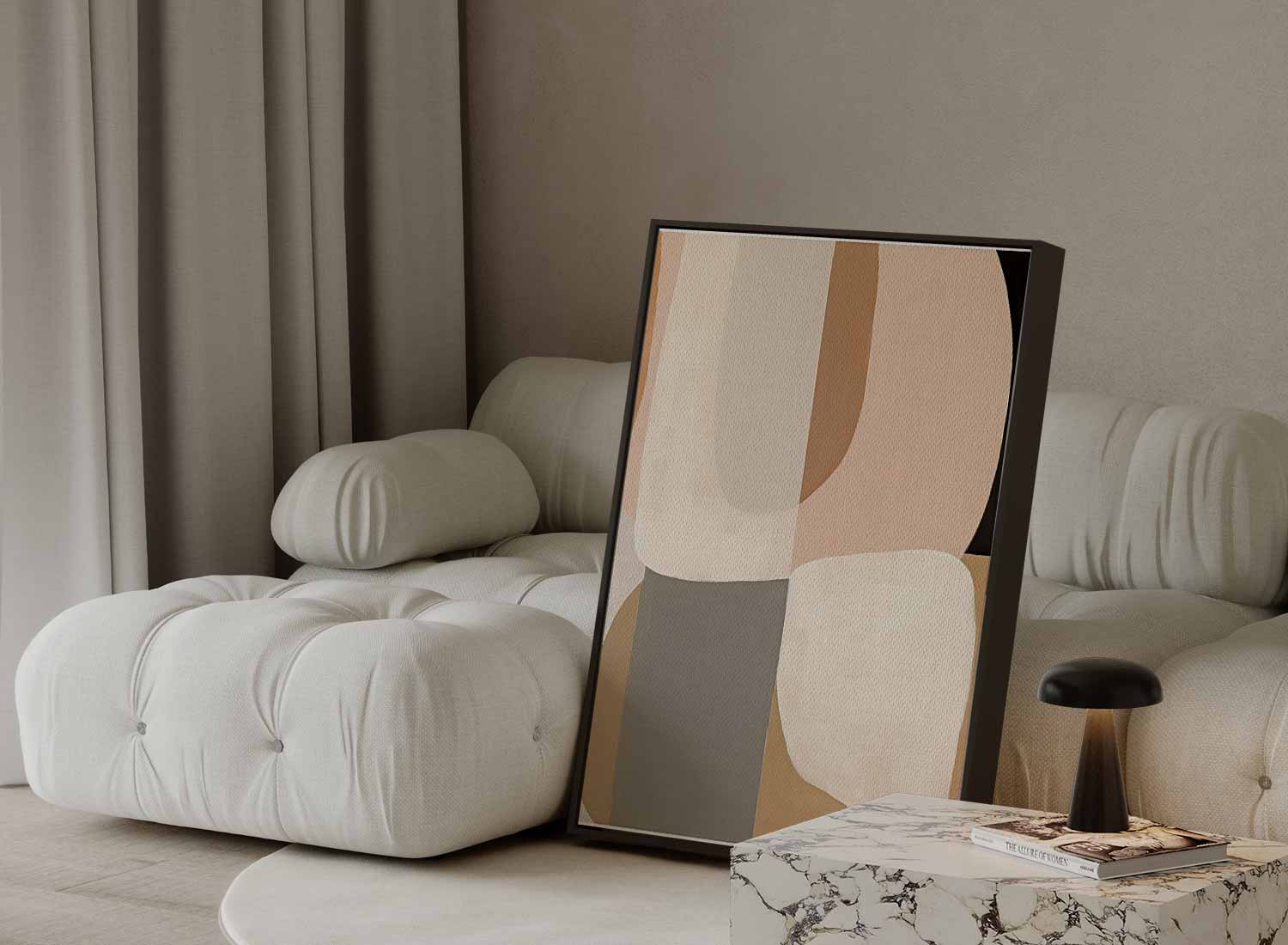 Minimalistische Abstractie in Aardetinten Kunstwerk-canvas-dibond-plexiglas-wanddecoratie-WallArtistic