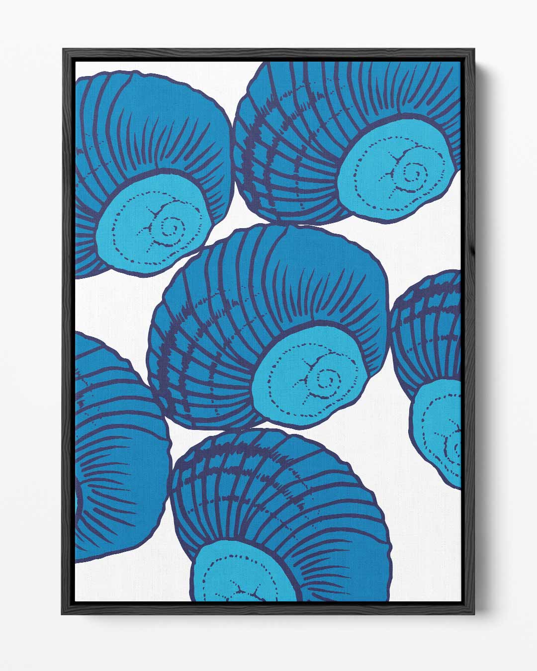 Blauw Gedraaid Schelpenkunstwerk Kunstwerk-canvas-dibond-plexiglas-wanddecoratie-WallArtistic