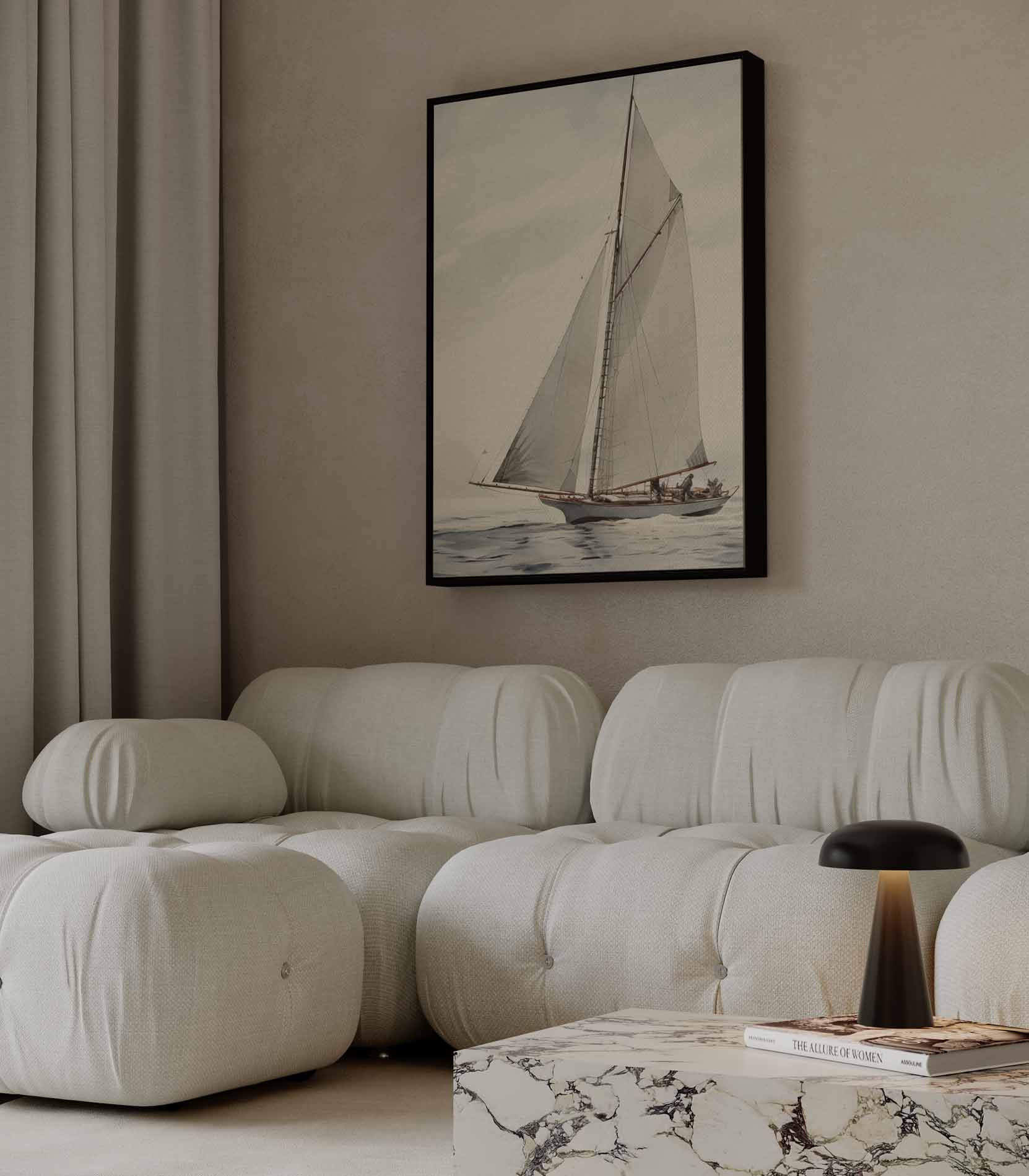 Zeilavontuur op open water Kunstwerk-canvas-dibond-plexiglas-wanddecoratie-WallArtistic