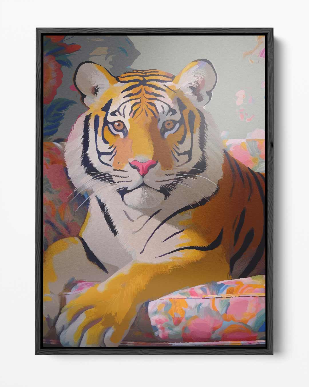 Tropische Tijger in Bloemenpracht Kunstwerk-canvas-dibond-plexiglas-wanddecoratie-WallArtistic