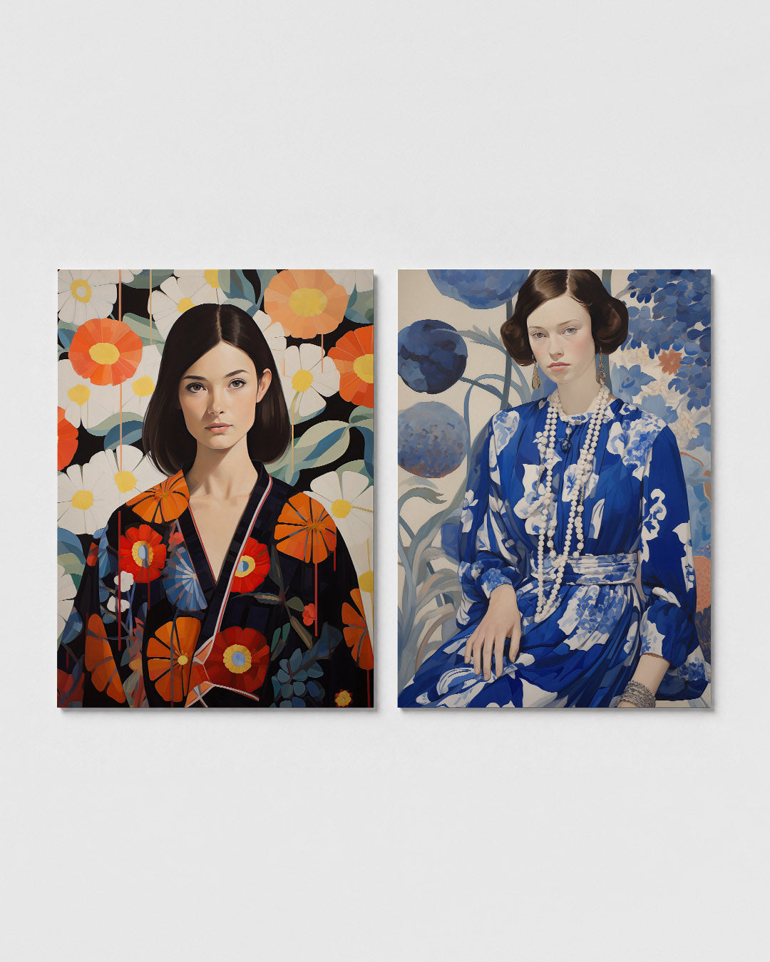 Bloemen en portret Posterset