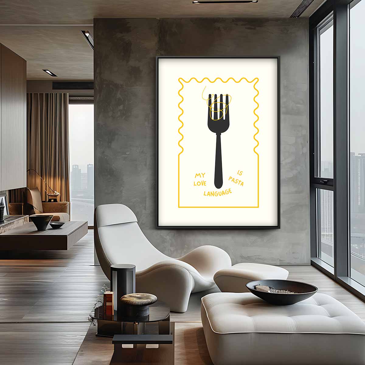 Spaghetti Liefdestaal Illustratie Kunstwerk-canvas-dibond-plexiglas-wanddecoratie-WallArtistic