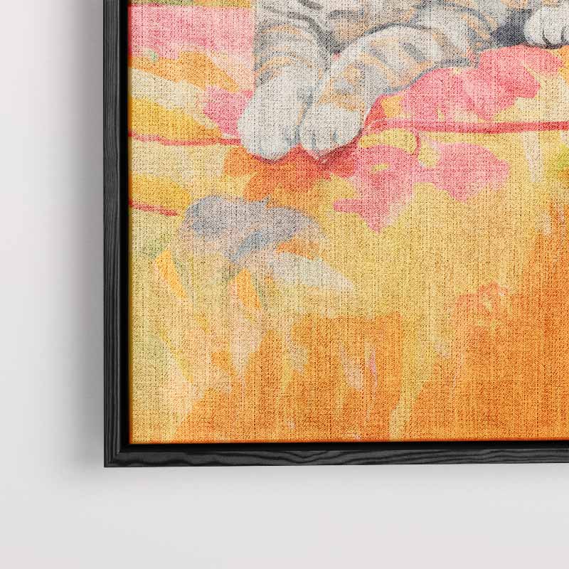 Zomerse Kat in Bloemen Kunstwerk-canvas-dibond-plexiglas-wanddecoratie-WallArtistic
