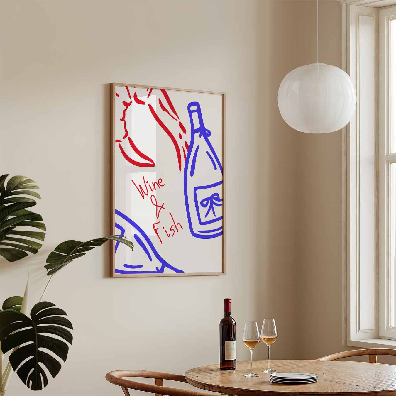 Wijn & Vis Stijlvolle Poster