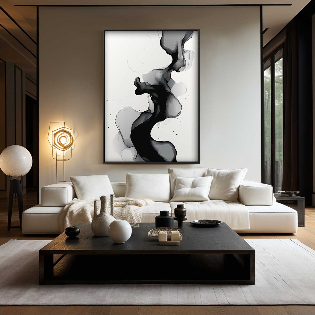 Golvend Grijs Kunstwerk-canvas-dibond-plexiglas-wanddecoratie-WallArtistic