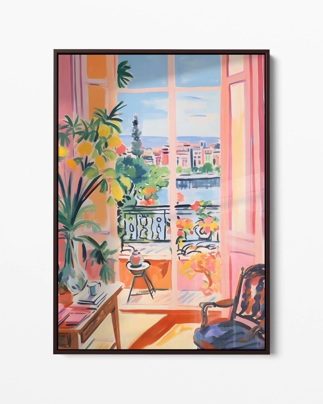 Zonnige Terras Uitzicht Kunstwerk-canvas-dibond-plexiglas-wanddecoratie-WallArtistic