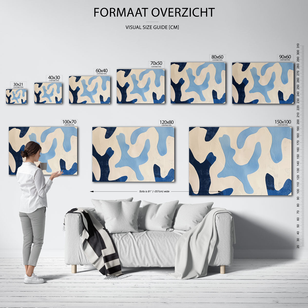 Abstracte blauwe vormen Poster