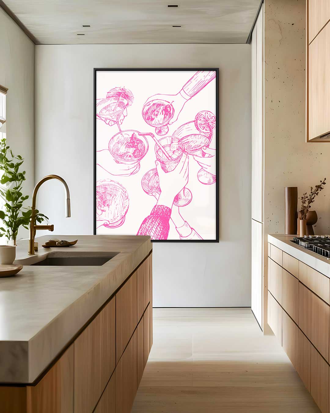Gezellige Cheers Illustratie Kunstwerk-canvas-dibond-plexiglas-wanddecoratie-WallArtistic