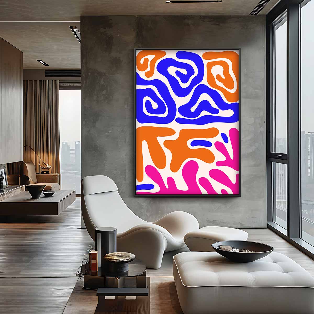 Kleurrijke Vormenexplosie Kunstwerk-canvas-dibond-plexiglas-wanddecoratie-WallArtistic