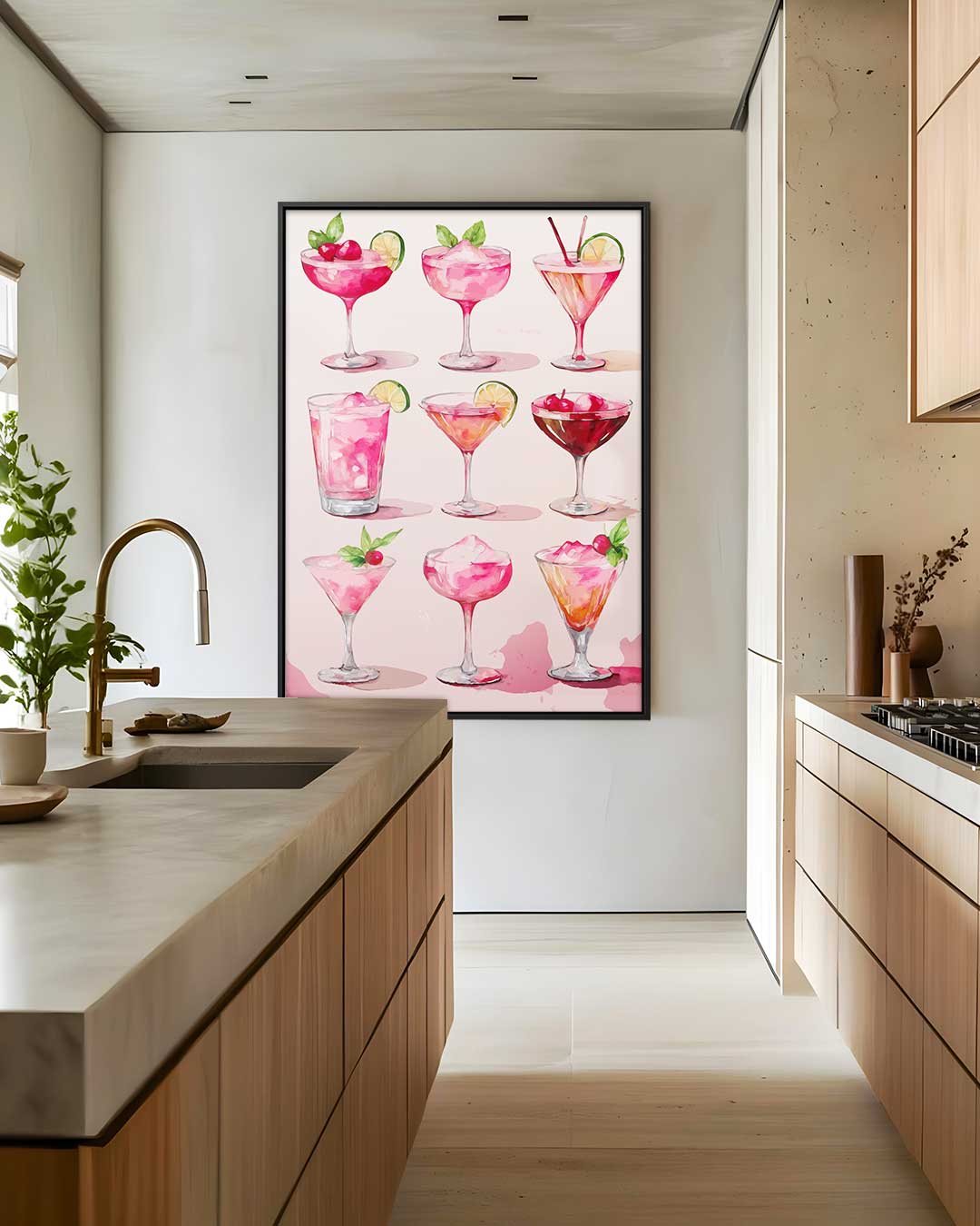 Verfrissende Cocktail Illustraties Kunstwerk-canvas-dibond-plexiglas-wanddecoratie-WallArtistic