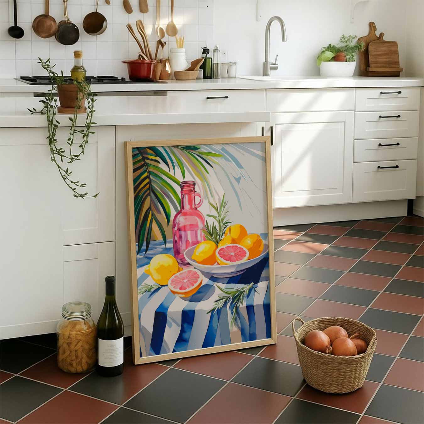 Tropische Vruchten en Palmbladeren Poster