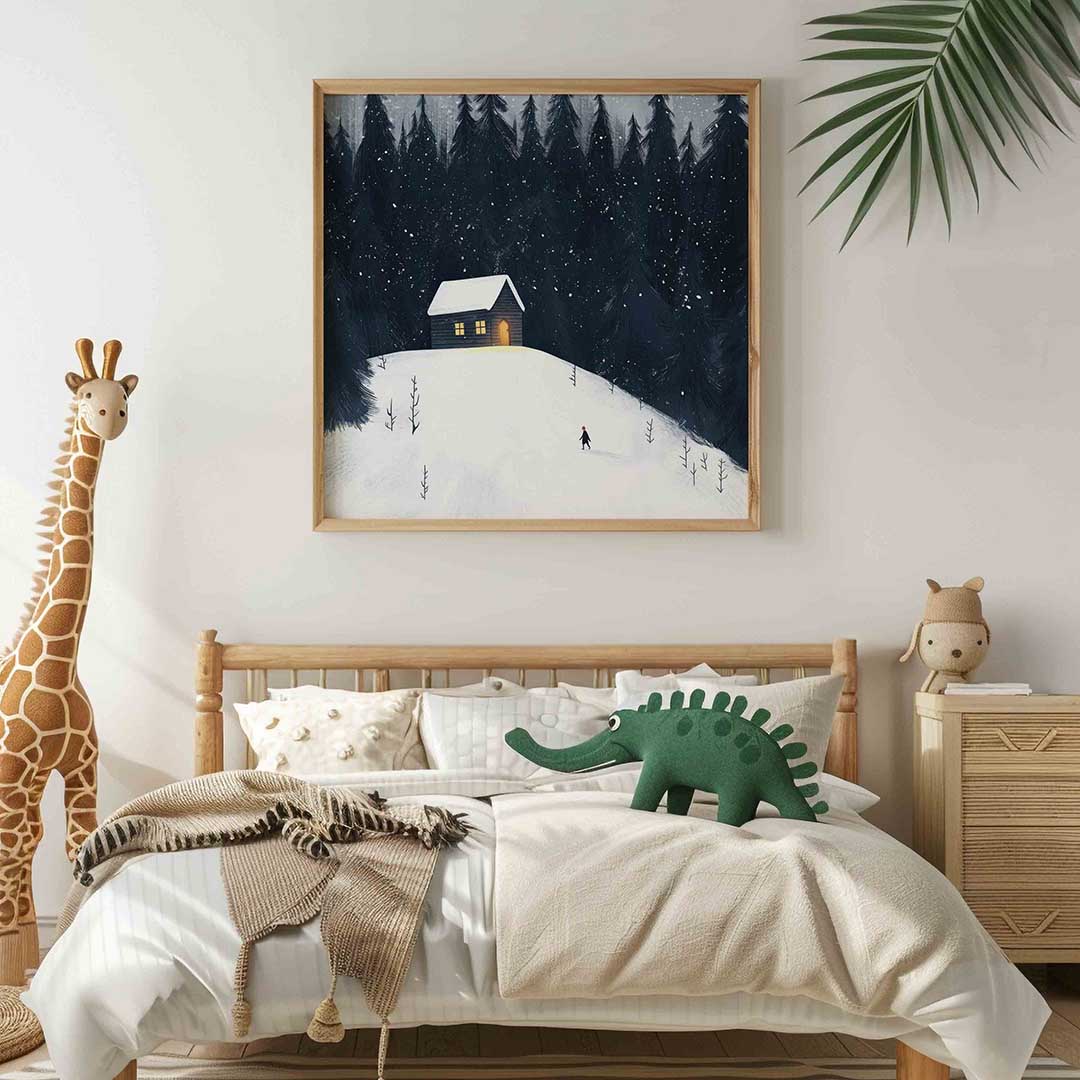Sneeuwlandschap met huis Poster