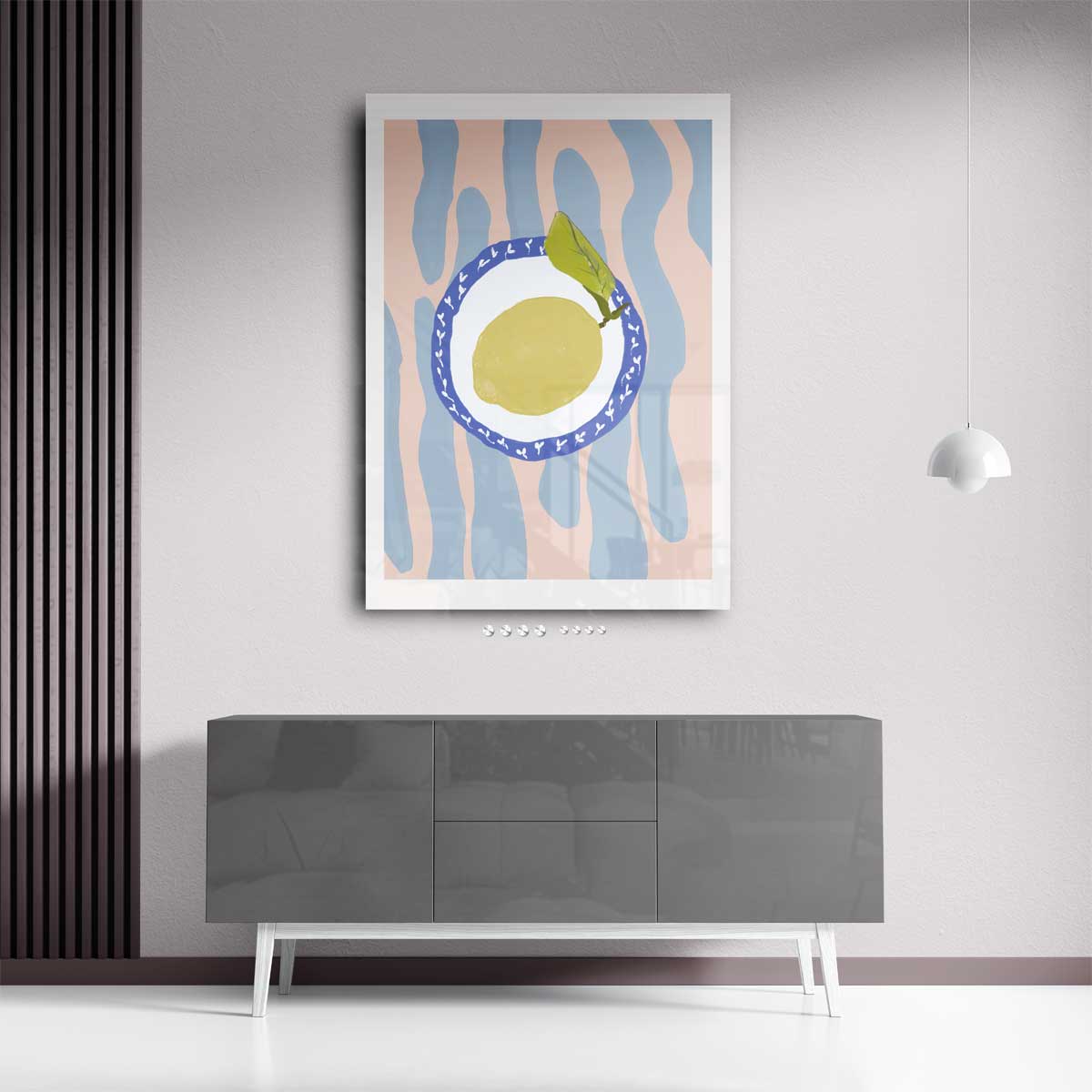 Citroen op Bord met Kleurrijke Achtergrond Kunstwerk-canvas-dibond-plexiglas-wanddecoratie-WallArtistic