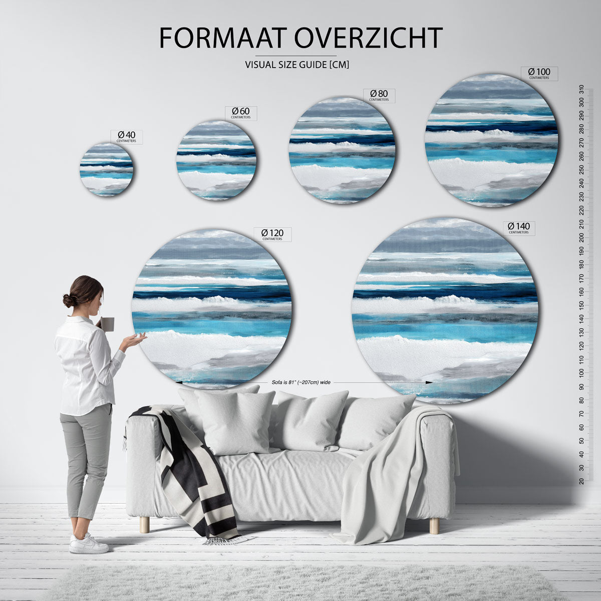 Blauwe zee Muurcirkel