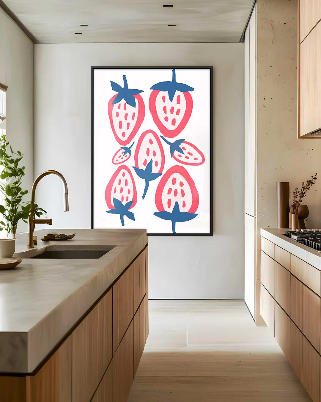 Mooie Aardbeien Patroon Kunstwerk-canvas-dibond-plexiglas-wanddecoratie-WallArtistic