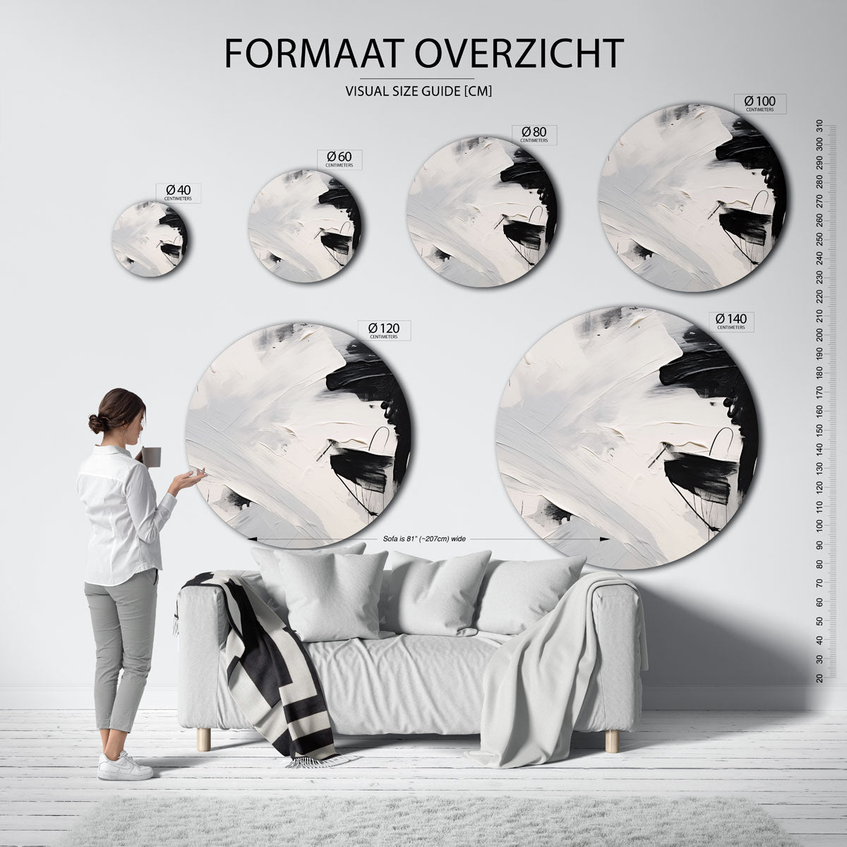 Abstracte zwart wit Muurcirkel
