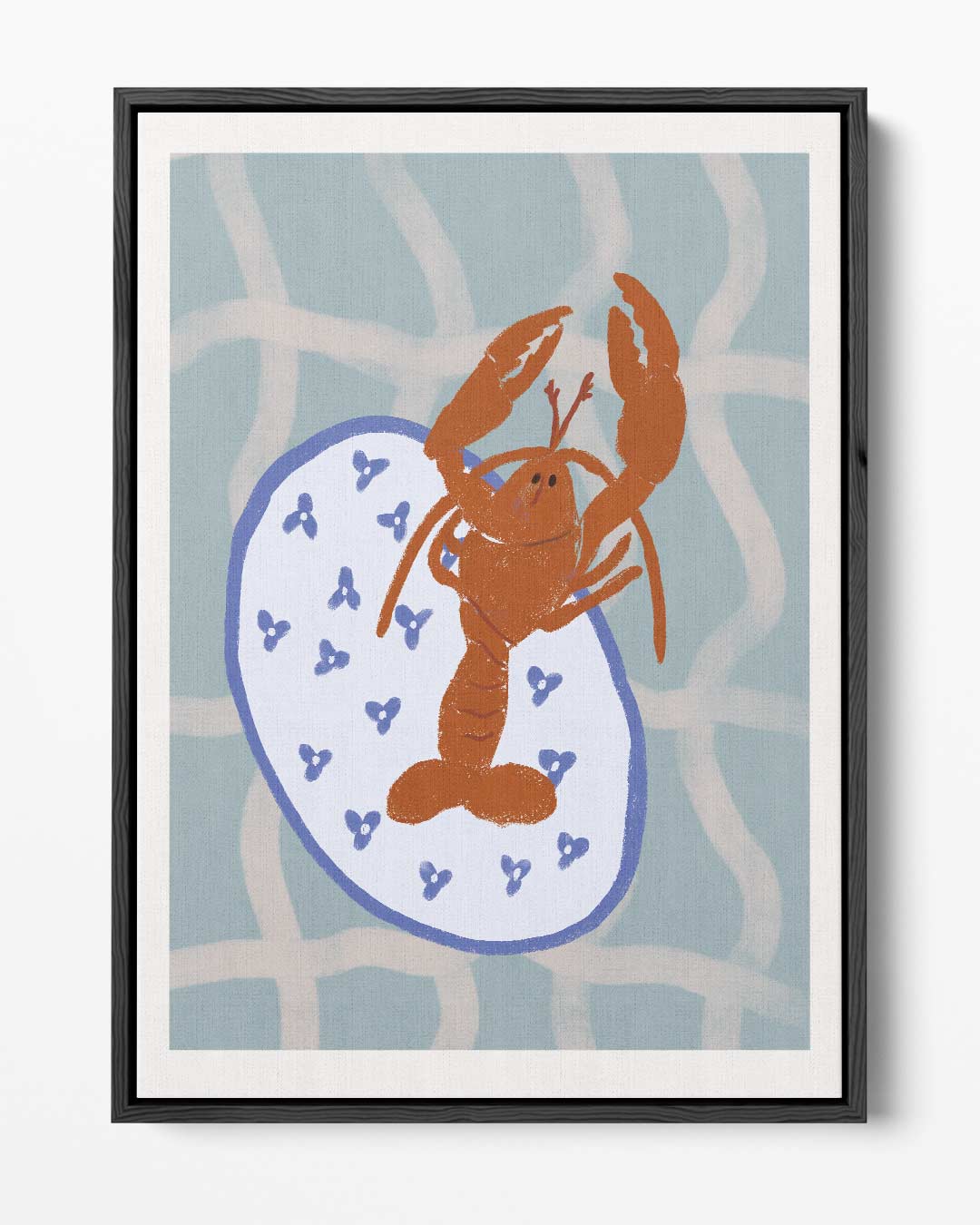 Dansende Kreeft op Servies Kunstwerk-canvas-dibond-plexiglas-wanddecoratie-WallArtistic