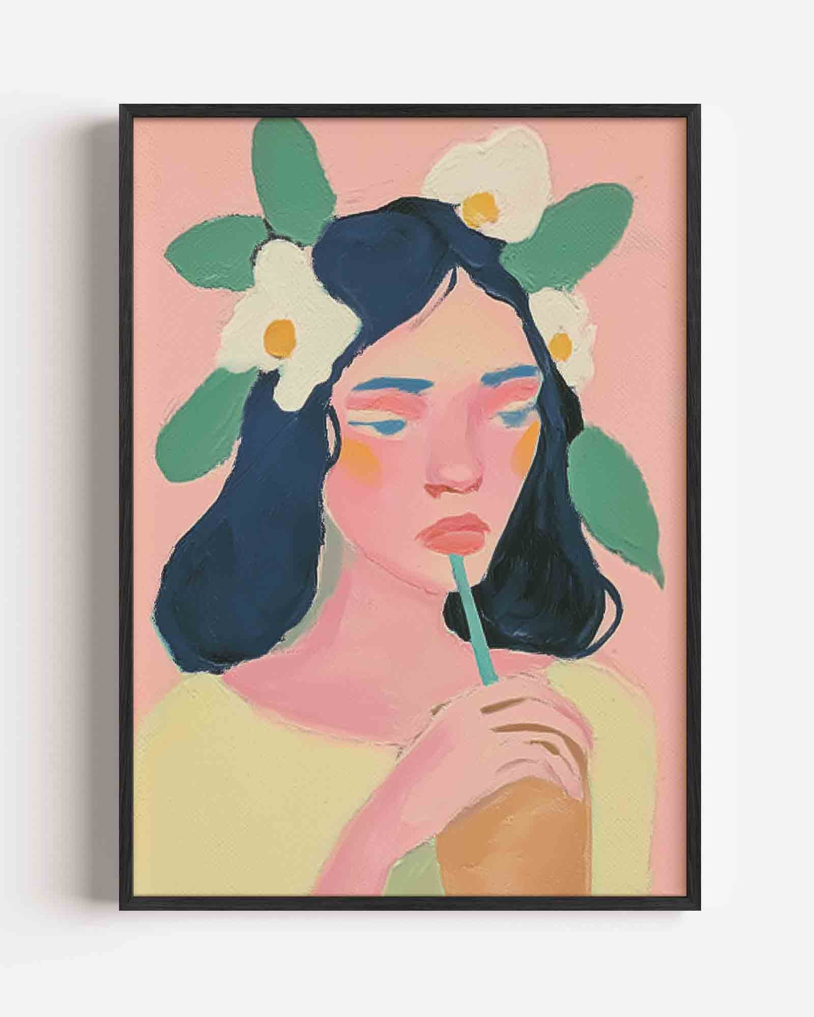 Vrouw met bloemen Poster