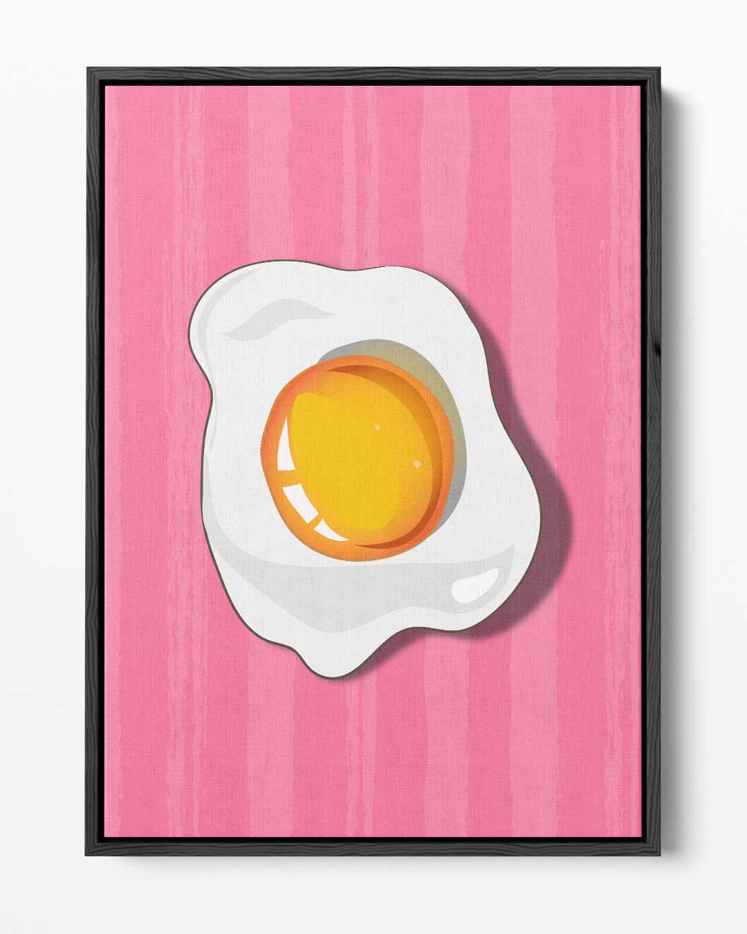 Vrolijk Gebakken Ei op Roze Achtergrond Kunstwerk-canvas-dibond-plexiglas-wanddecoratie-WallArtistic