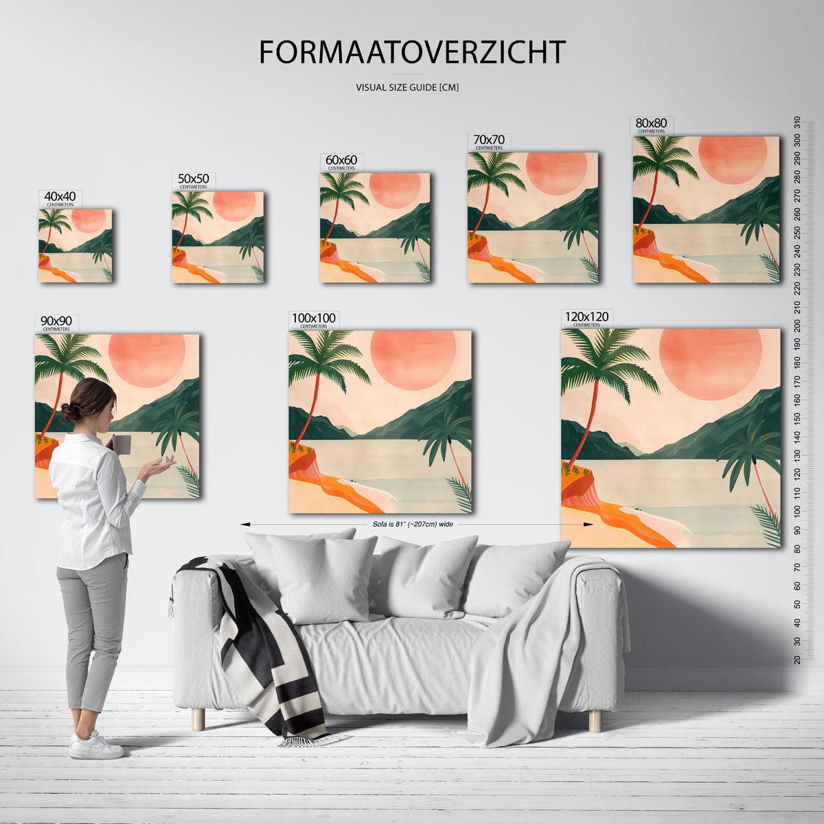 Palmboom en zonsondergang Poster