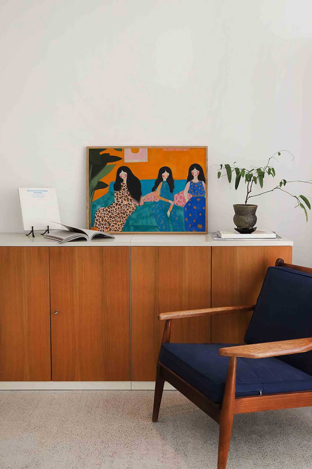 Drie vrouwen op bank Poster