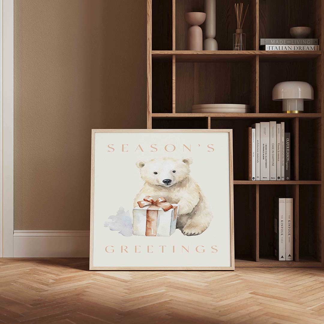 Ijsbeer met cadeau Poster